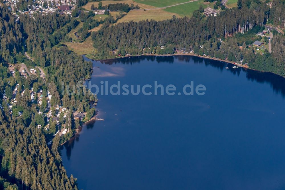 Luftaufnahme Titisee-Neustadt - Uferbereiche des Sees Titisee in Titisee-Neustadt im Bundesland Baden-Württemberg, Deutschland