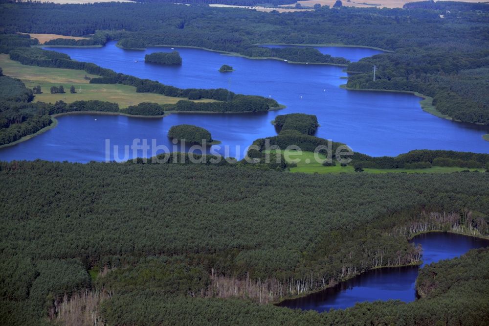 Luftbild Priepert - Uferbereiche des Sees Wangnitzsee in Priepert im Bundesland Mecklenburg-Vorpommern