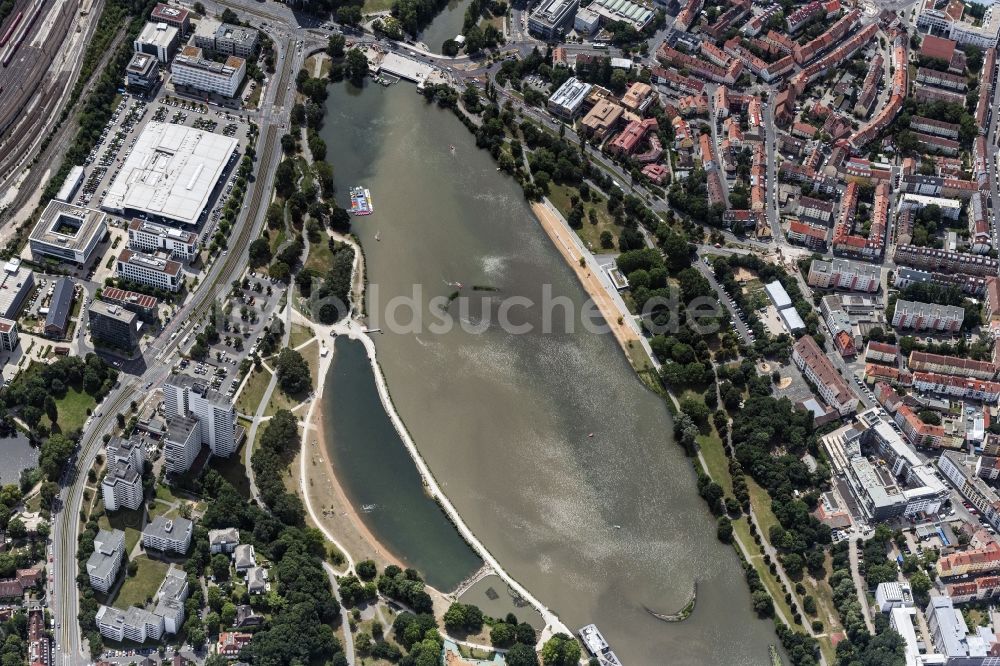 Luftaufnahme Nürnberg - Uferbereiche des Sees Wöhrder See in Nürnberg im Bundesland Bayern, Deutschland