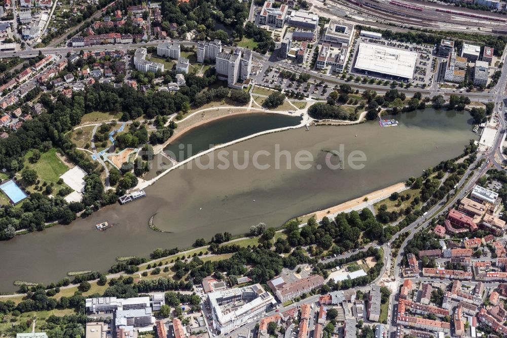 Nürnberg von oben - Uferbereiche des Sees Wöhrder See in Nürnberg im Bundesland Bayern, Deutschland