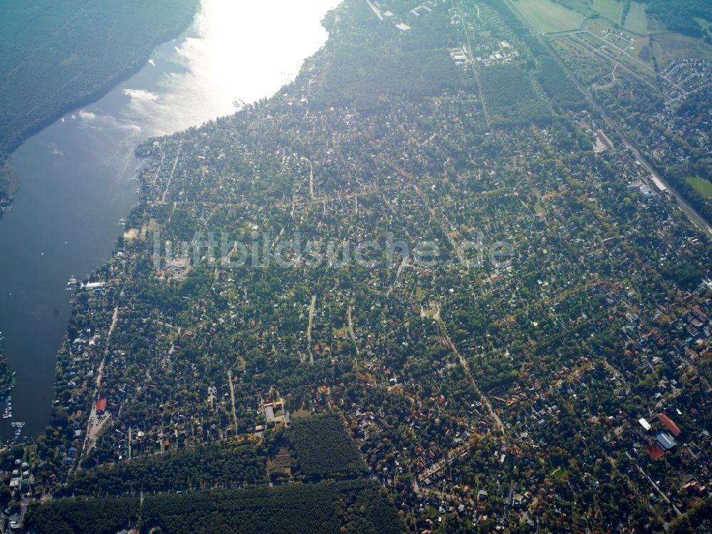 Luftbild Eichwalde - Uferbereiche des Sees Zeuthener See in Eichwalde im Bundesland Brandenburg