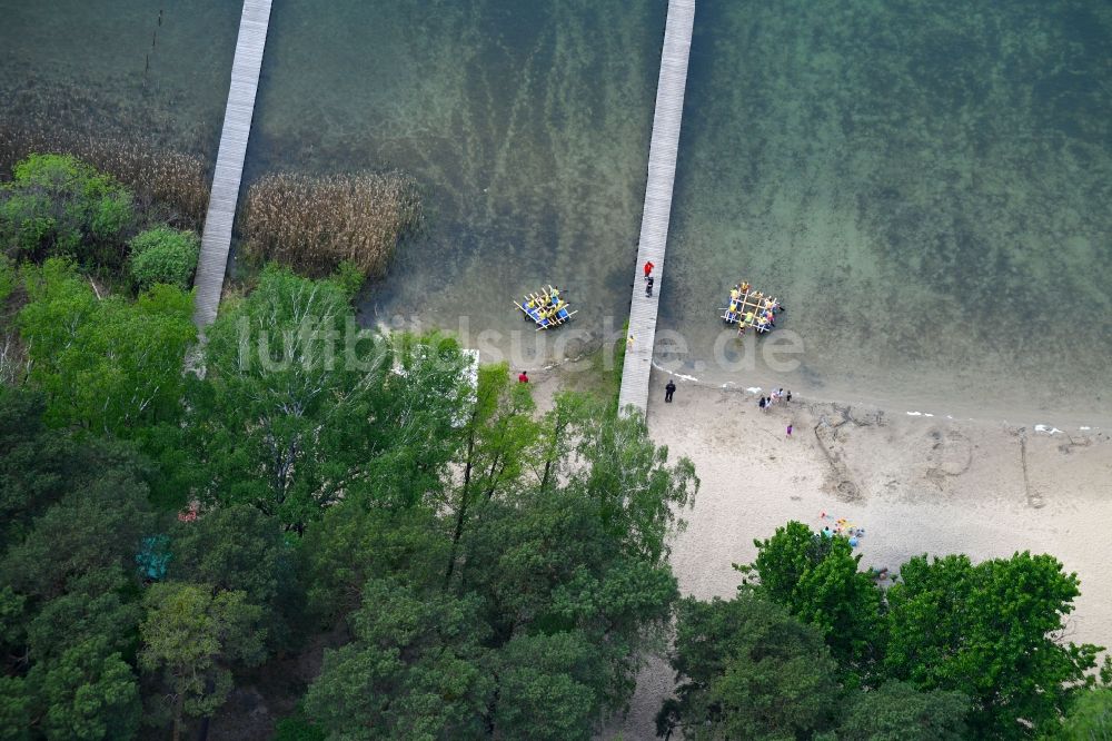 Mönchwinkel aus der Vogelperspektive: Uferbereiche des Störitzsee in Mönchwinkel im Bundesland Brandenburg, Deutschland