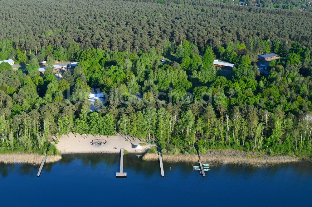 Störitz aus der Vogelperspektive: Uferbereiche des Störitzsee in Störitz - Mönchwinkel im Bundesland Brandenburg, Deutschland