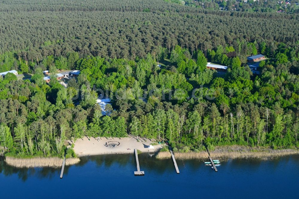 Luftbild Störitz - Uferbereiche des Störitzsee in Störitz - Mönchwinkel im Bundesland Brandenburg, Deutschland