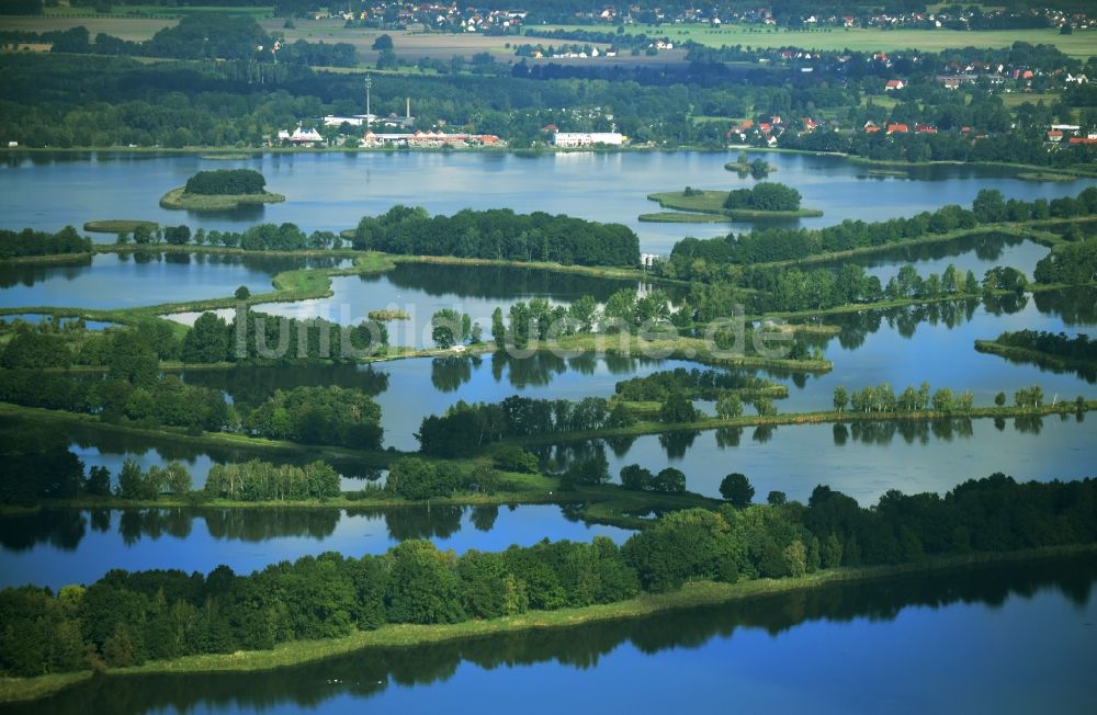 Teichland aus der Vogelperspektive: Uferbereiche der Teichanlagen zur Fischzucht Peitzer Teiche in Teichland im Bundesland Brandenburg, Deutschland