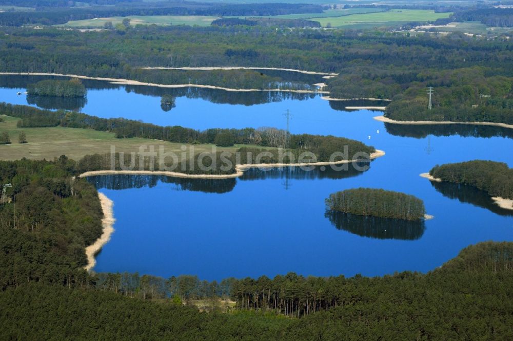 Priepert aus der Vogelperspektive: Uferbereiche des Wangnitzsees bei Priepert im Bundesland Mecklenburg-Vorpommern, Deutschland