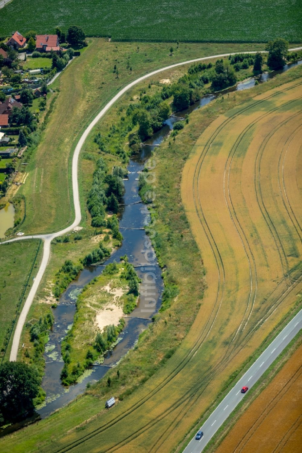 Luftbild Albersloh - Uferbereiche am Werse Flußverlauf in Albersloh im Bundesland Nordrhein-Westfalen, Deutschland