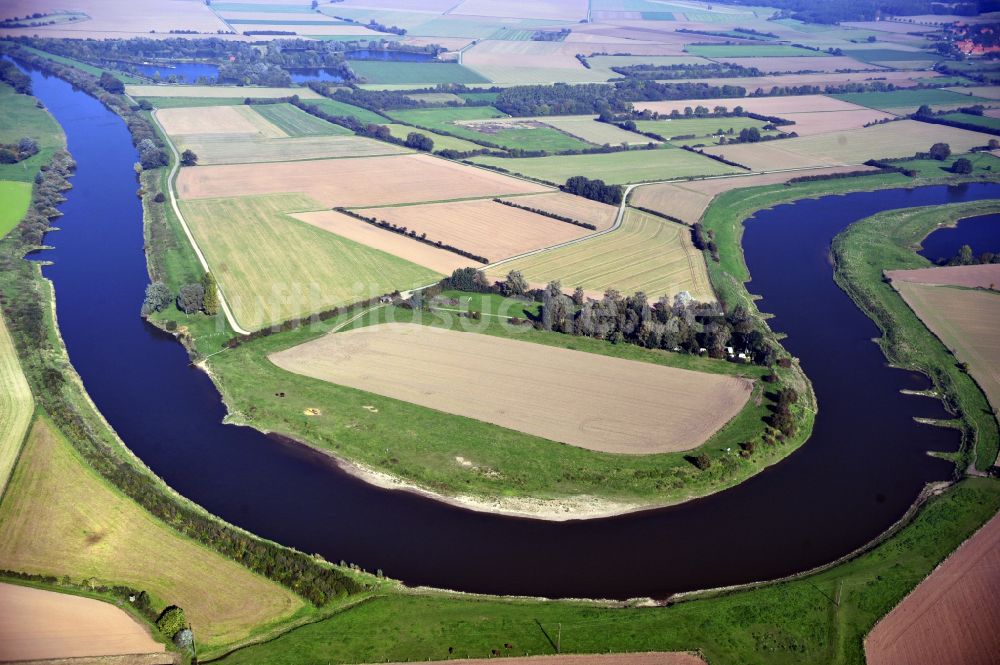 Luftaufnahme Marklohe - Uferbereiche am Weser - Flußverlauf in Marklohe im Bundesland Niedersachsen, Deutschland