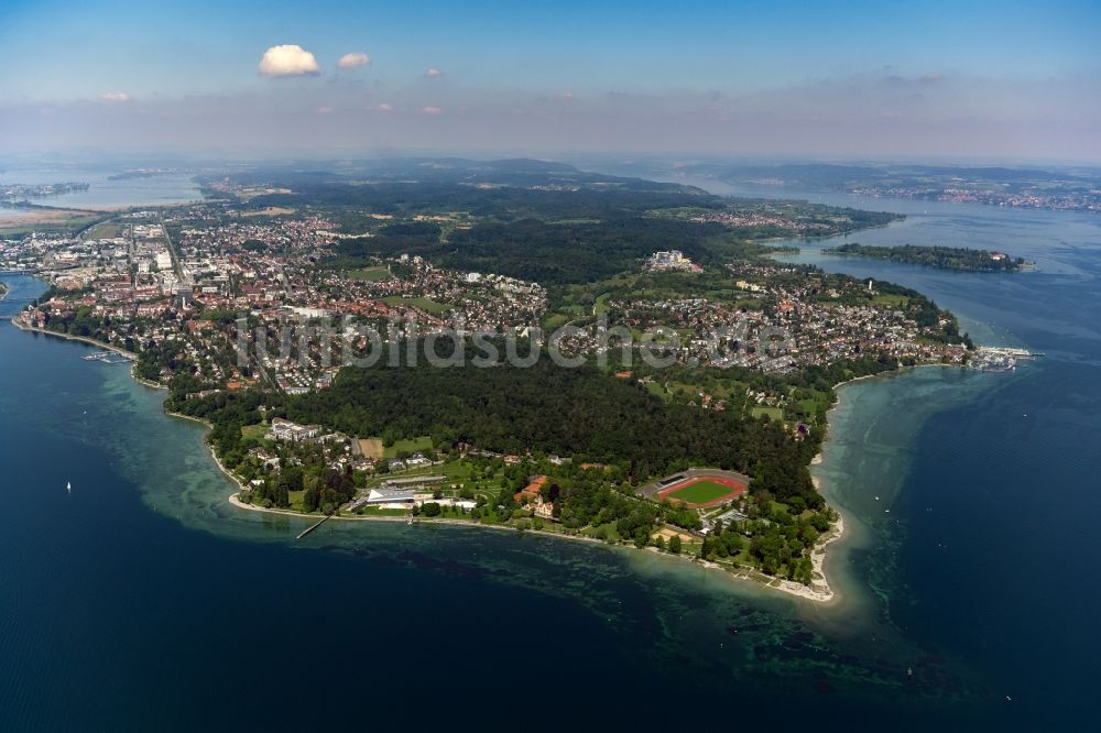 Konstanz von oben - Uferbereichen des Bodensee in Konstanz im Bundesland Baden-Württemberg, Deutschland