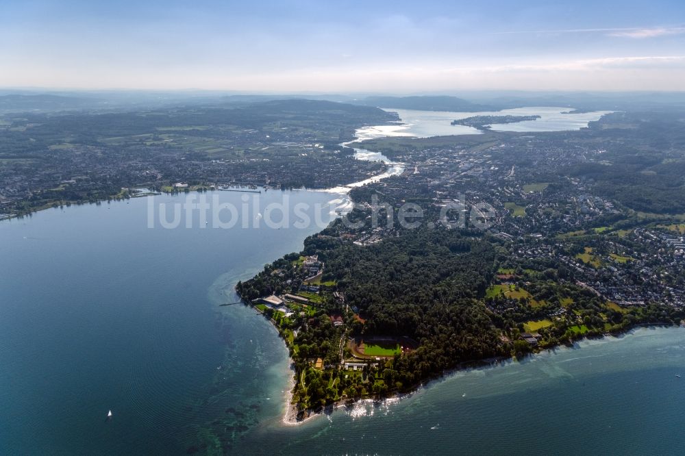 Konstanz aus der Vogelperspektive: Uferbereichen des Bodensee in Konstanz im Bundesland Baden-Württemberg, Deutschland