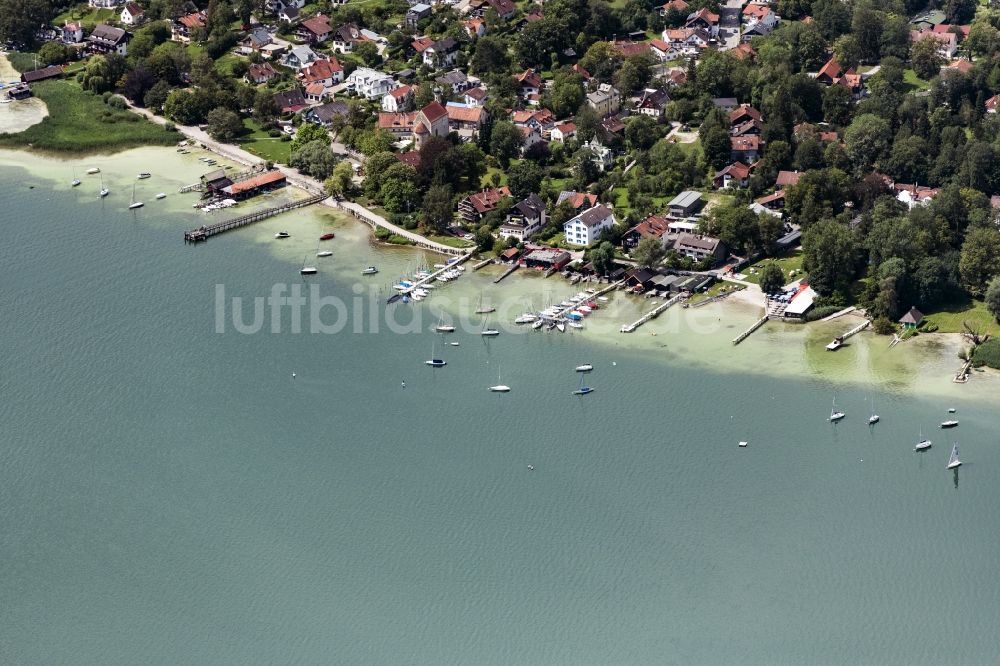 Luftaufnahme Schondorf am Ammersee - Uferpromenade an den See- Uferbereichen des Ammersee in Schondorf am Ammersee im Bundesland Bayern, Deutschland