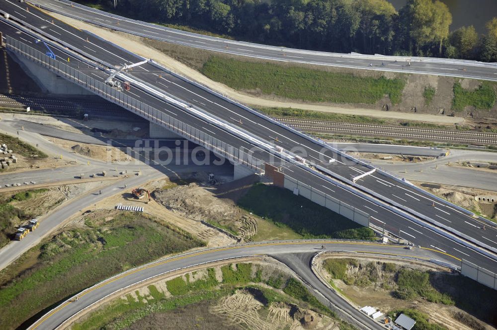 BRAUNSCHWEIG von oben - Um- und Ausbau des Autobahndreieck Braunschweig-Südwest