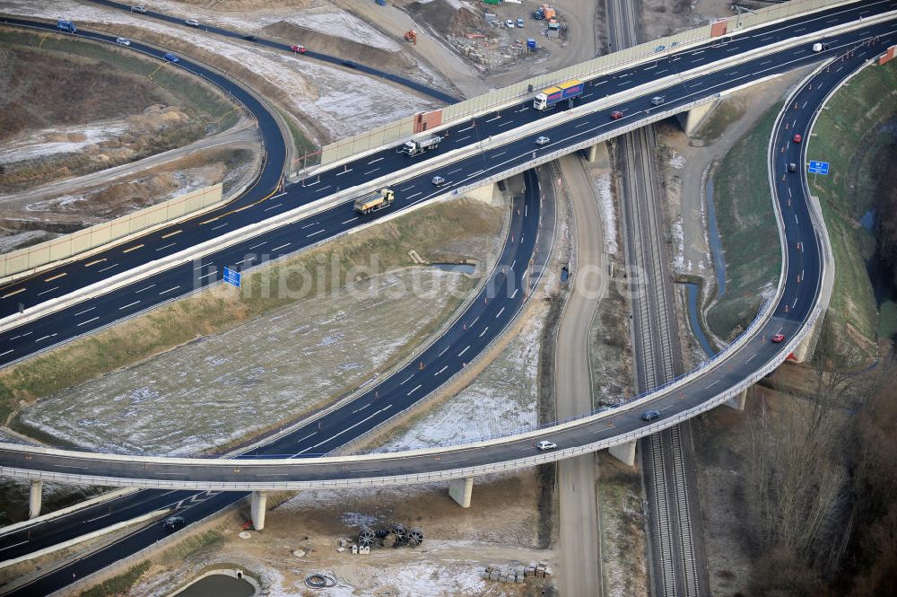 Braunschweig von oben - Um- und Ausbau des Autobahndreieck Braunschweig-Südwest