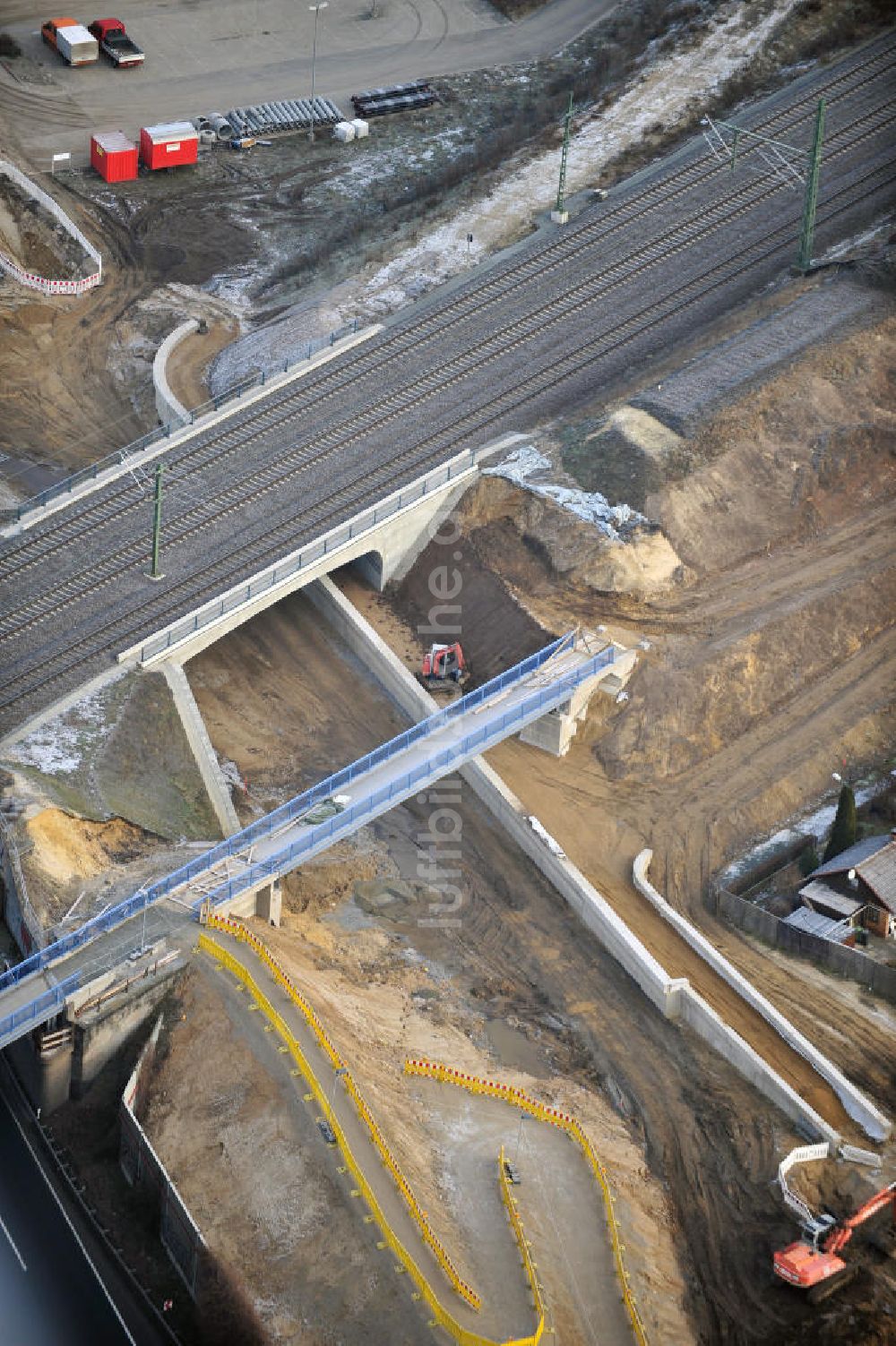 Braunschweig von oben - Um- und Ausbau des Autobahndreieck Braunschweig-Südwest