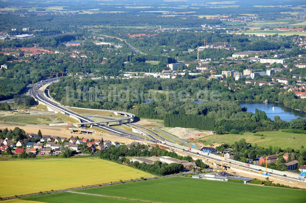 Braunschweig von oben - Um- und Ausbau des Autobahndreieck Braunschweig-Südwest