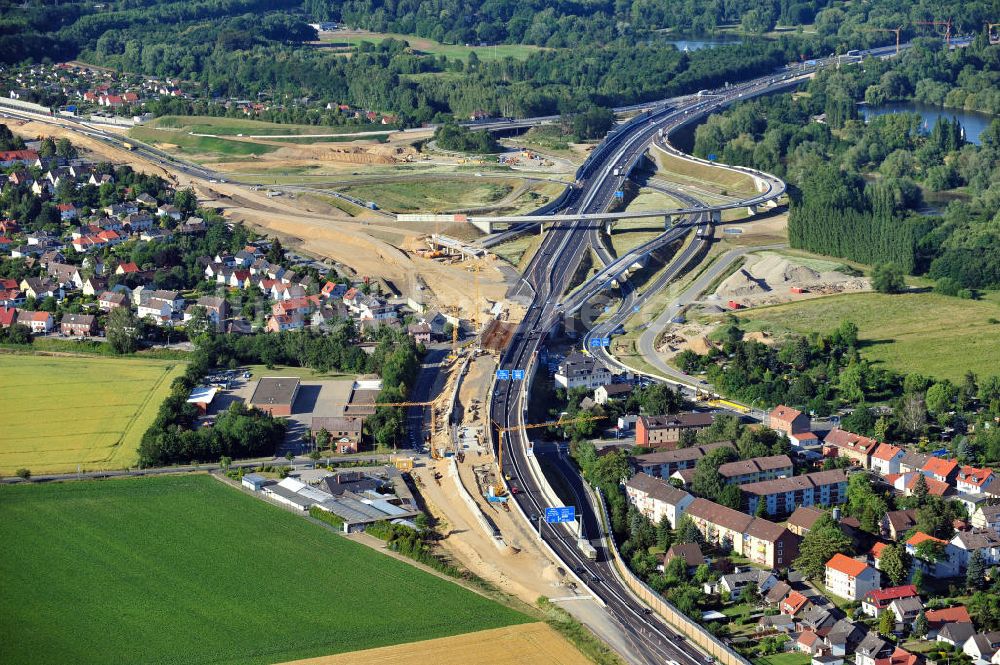 Braunschweig von oben - Um- und Ausbau des Autobahndreieck Braunschweig-Südwest