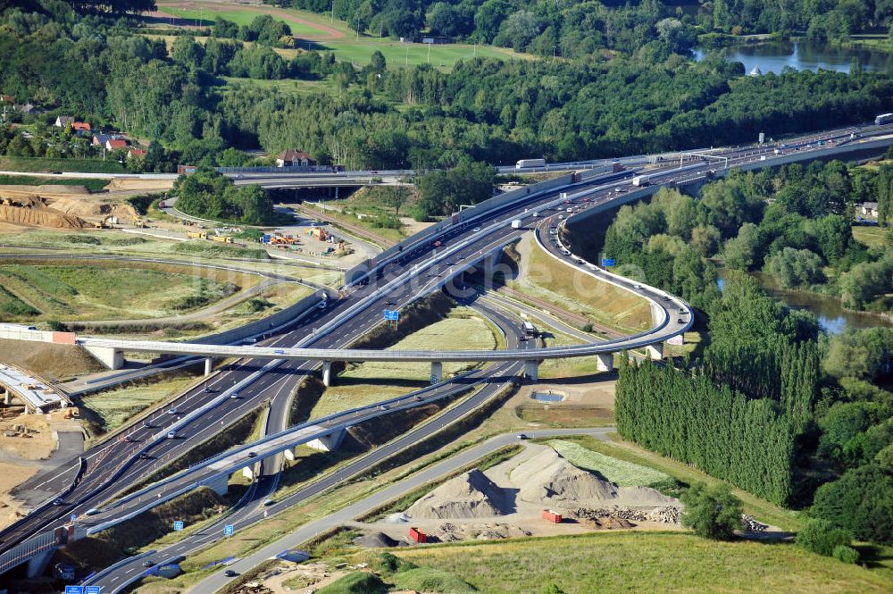 Braunschweig von oben - Um- und Ausbau des Autobahndreieck Braunschweig-Südwest