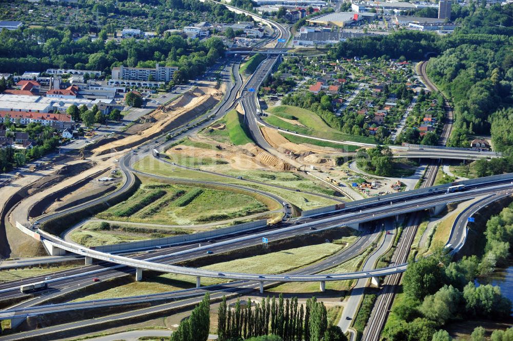 Braunschweig von oben - Um- und Ausbau des Autobahndreieck Braunschweig-Südwest