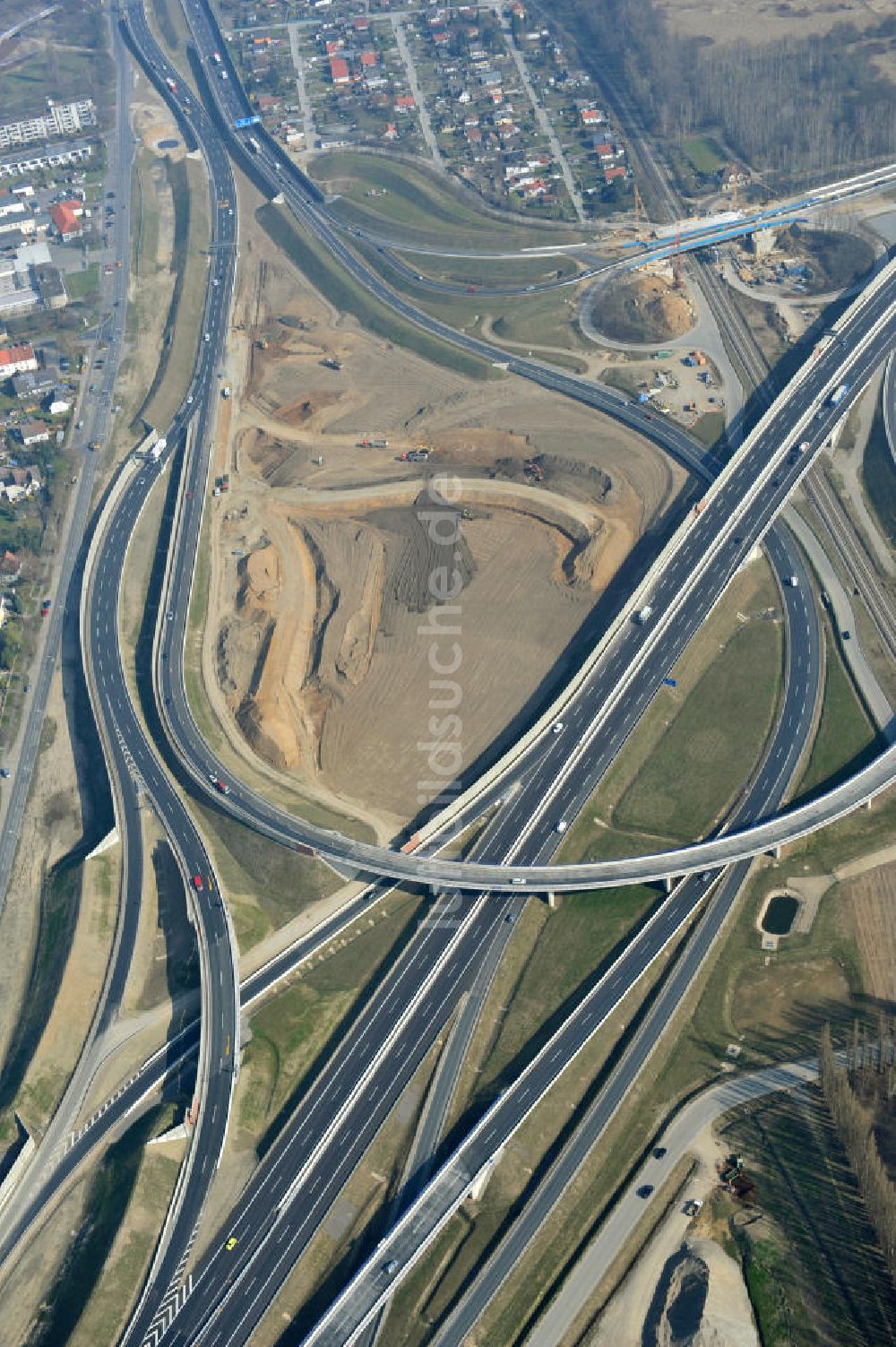 Braunschweig von oben - Um- und Ausbau des Autobahndreieck Braunschweig-Südwest