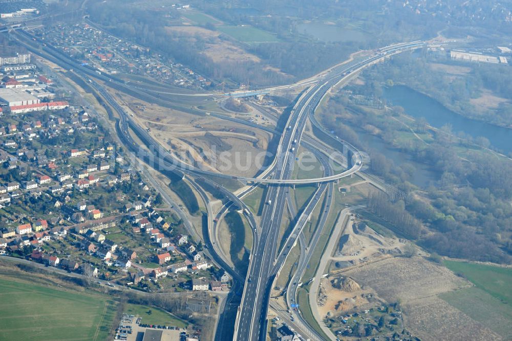 Braunschweig von oben - Um- und Ausbau des Autobahndreieck Braunschweig-Südwest