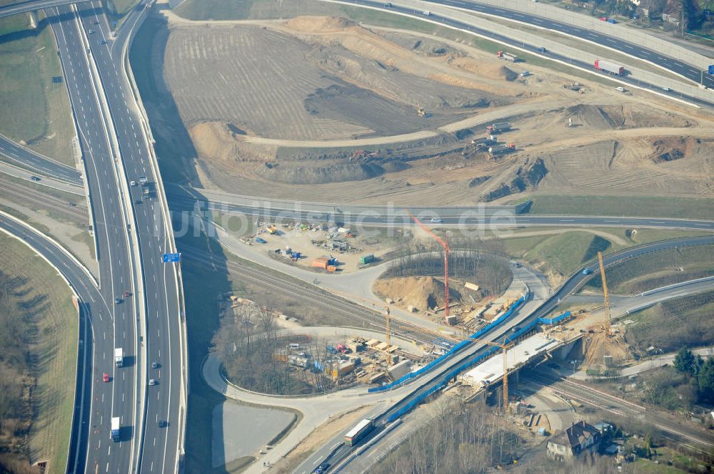 Braunschweig von oben - Um- und Ausbau des Autobahndreieck Braunschweig-Südwest