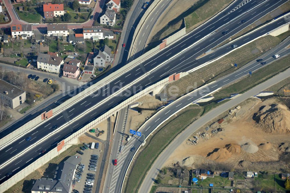 Braunschweig von oben - Um- und Ausbau des Autobahndreieck Braunschweig-Südwest