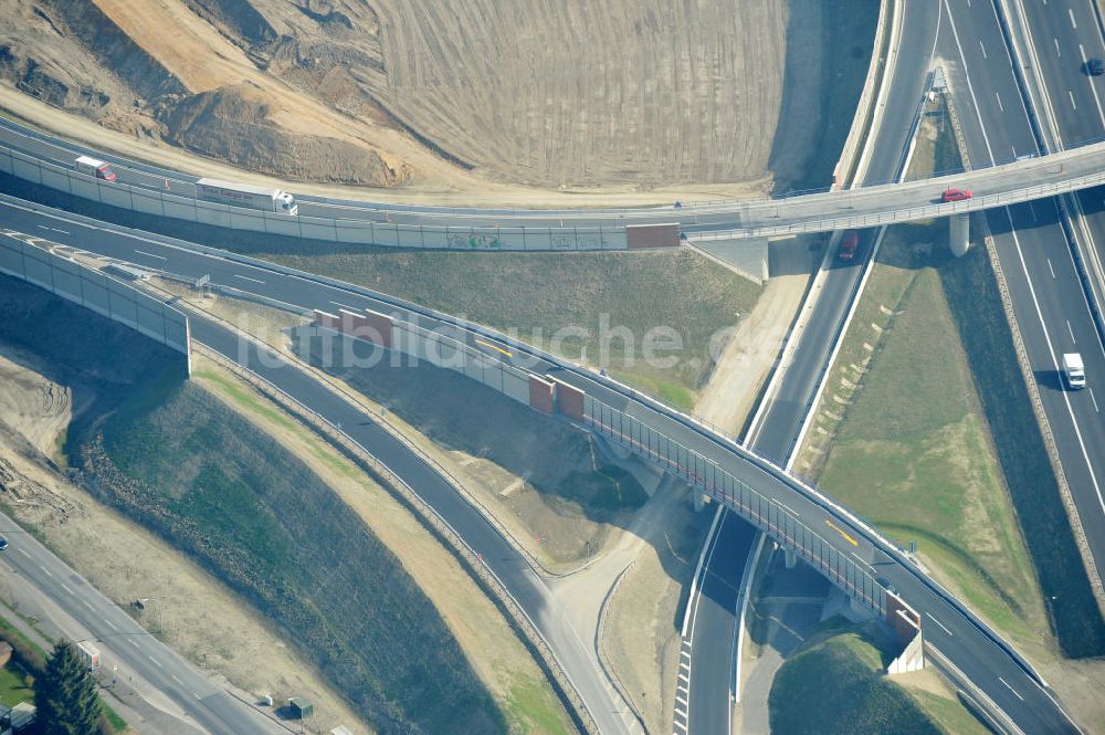 Braunschweig von oben - Um- und Ausbau des Autobahndreieck Braunschweig-Südwest