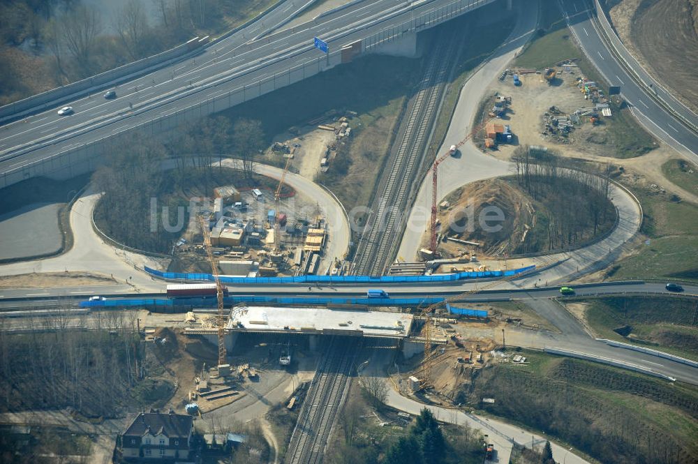 Braunschweig von oben - Um- und Ausbau des Autobahndreieck Braunschweig-Südwest