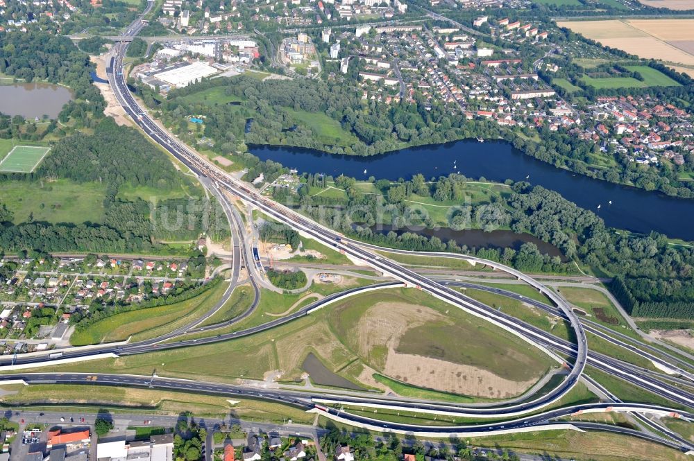 Braunschweig von oben - Um- und Ausbau des Autobahndreieck Braunschweig-Südwest