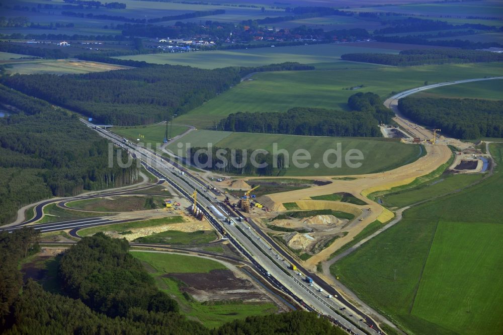 Luftbild Wöbbelin - Um- und Ausbau des AD Autobahndreieck Schwerin an der BAB Autobahn A14 und A24 bei Wöbbelin in Mecklenburg-Vorpommern