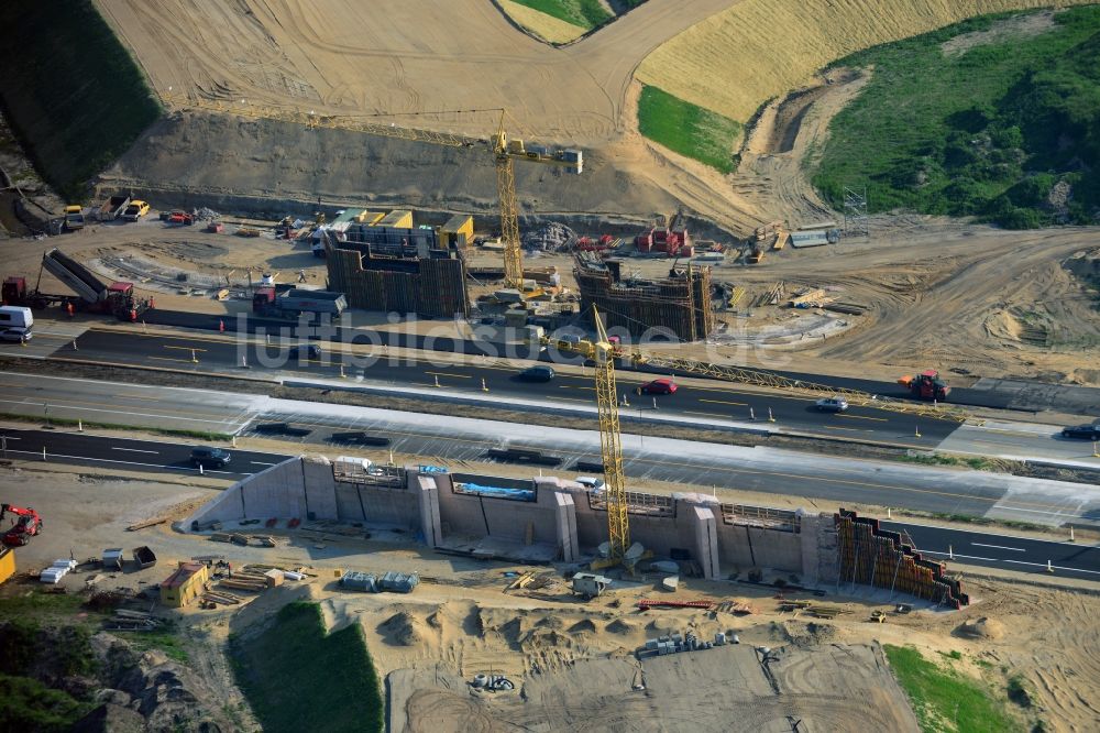 Luftbild Wöbbelin - Um- und Ausbau des AD Autobahndreieck Schwerin an der BAB Autobahn A14 und A24 bei Wöbbelin in Mecklenburg-Vorpommern