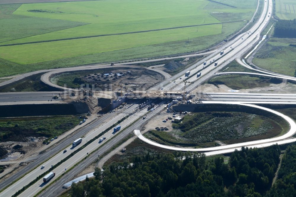 Luftbild Wöbbelin - Um- und Ausbau des AD Autobahndreieck Schwerin an der BAB Autobahn A14 und A24 bei Wöbbelin in Mecklenburg-Vorpommern