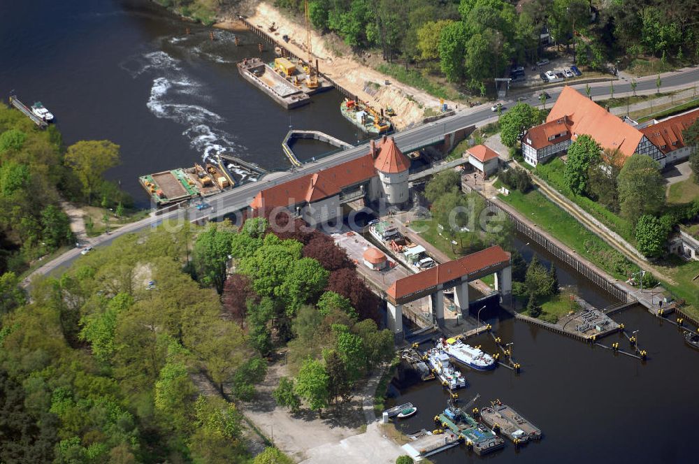 Kleinmachnow aus der Vogelperspektive: Um- und Ausbau der Schleuse Kleinmachnow