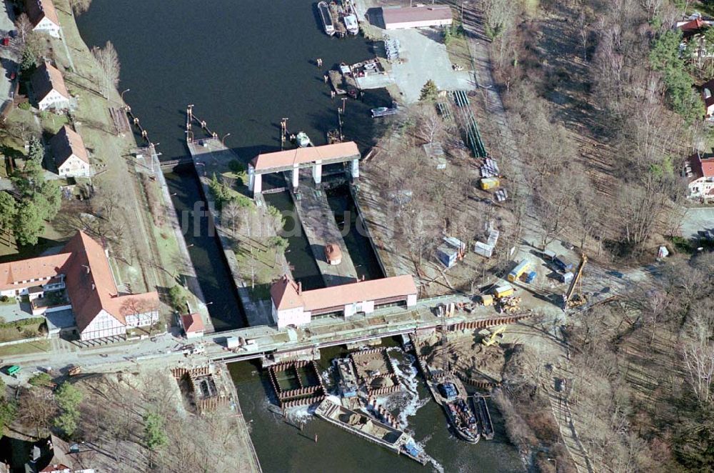 Luftbild Klein Machnow - Um- und Erweiterungsbaustellen an der Schleuse Klein Machnow am Teltowkanal