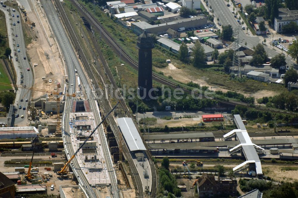 Berlin von oben - Um- und Neu- und Ausbau des Berliner S-Bahnhofs Ostkreuz