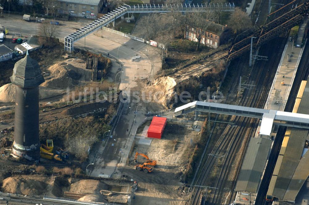 Berlin von oben - Um- und Neu- und Ausbau des Berliner S-Bahnhofs Ostkreuz