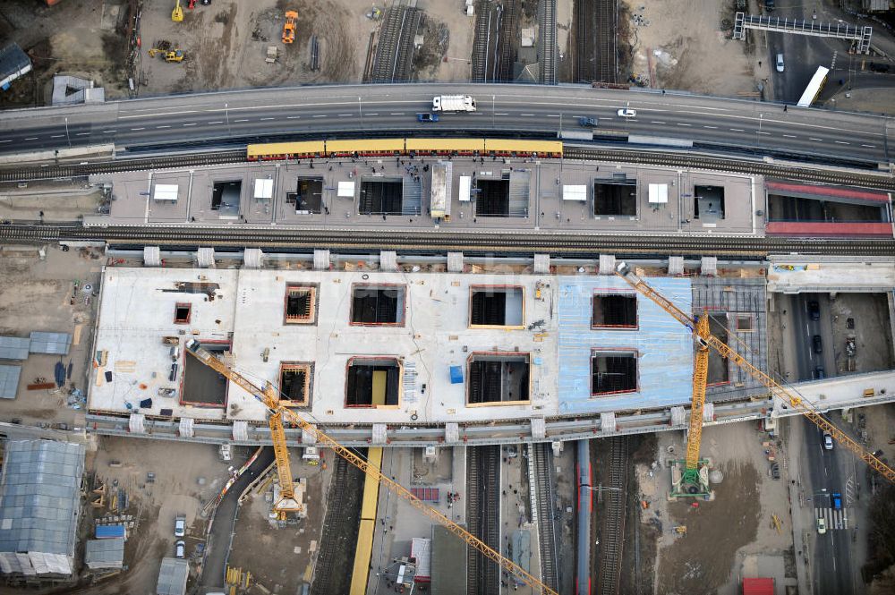 Berlin Friedrichshain von oben - Um- und Neubau des Berliner S-Bahnhof Ostkreuz