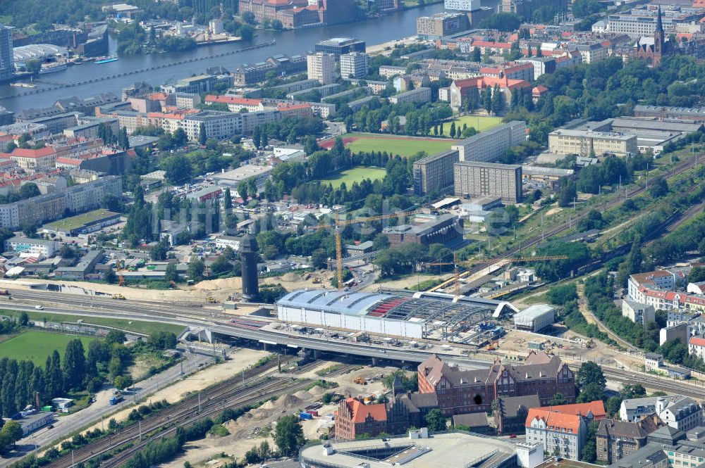 Berlin Friedrichshain von oben - Um- und Neubau des Berliner S-Bahnhof Ostkreuz