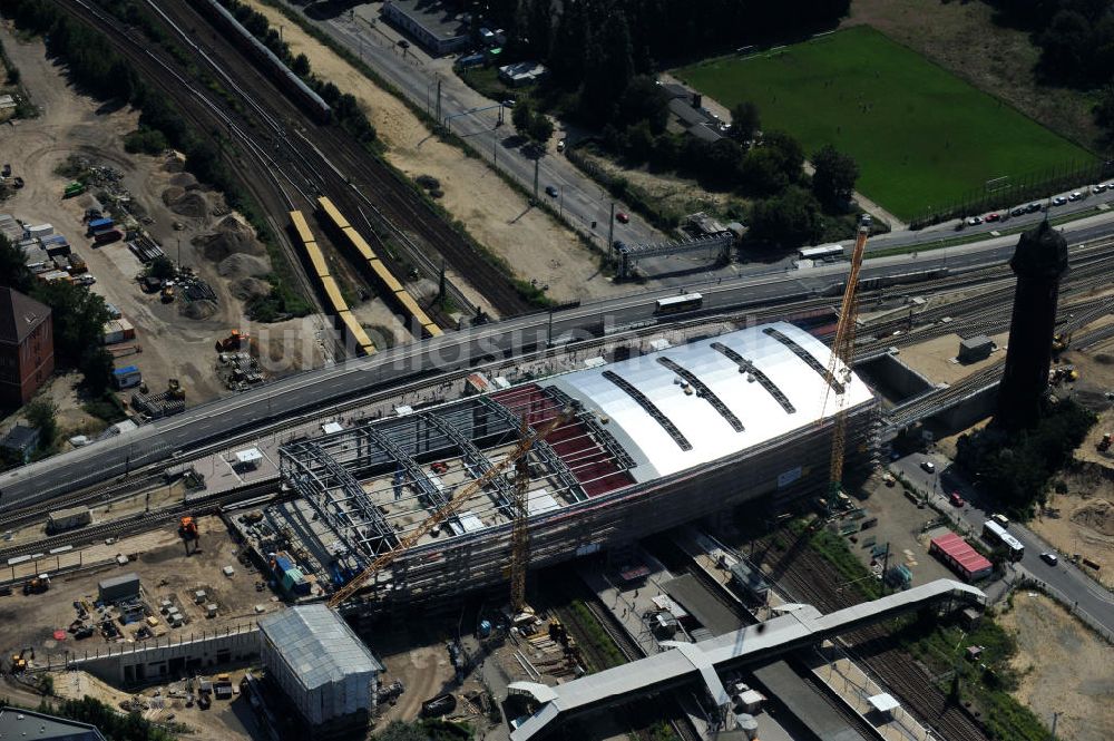 Luftbild Berlin Friedrichshain - Um- und Neubau des Berliner S-Bahnhof Ostkreuz