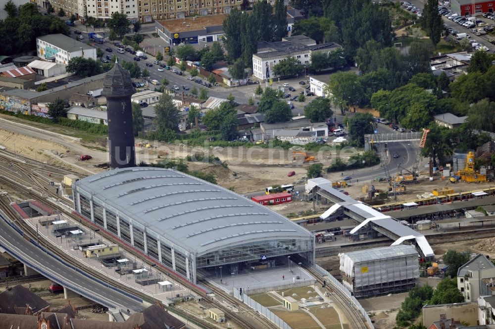 Luftbild Berlin - Um- und Neubau des Berliner S-Bahnhof Ostkreuz