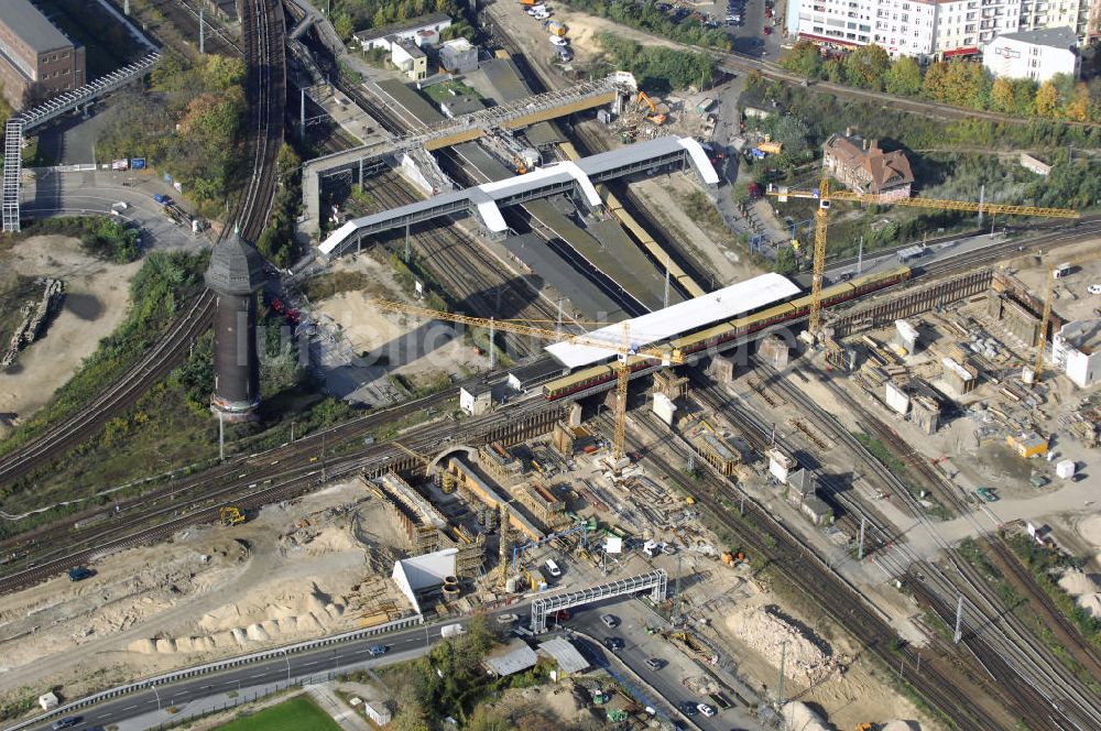 Luftaufnahme Berlin - Um- und Neubau des Berliner S-Bahnhofs Ostkreuz