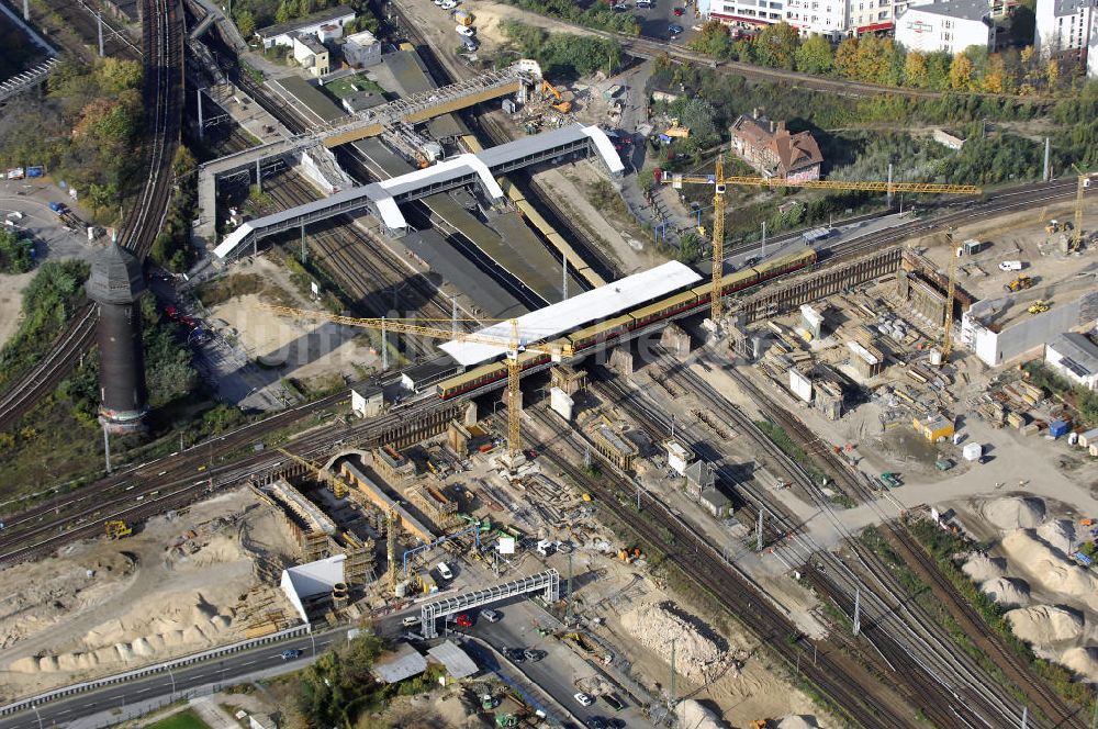 Berlin von oben - Um- und Neubau des Berliner S-Bahnhofs Ostkreuz