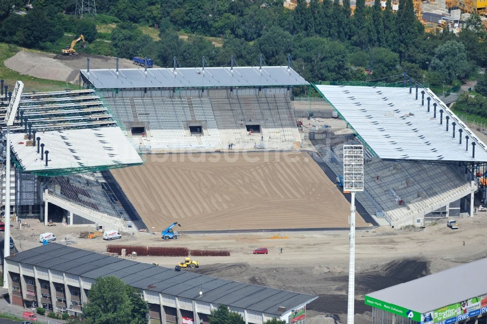 Luftbild Essen - Umbau des Areales am Georg-Melches-Stadion vom Fußballclub Rot-Weiss Essen in der Stadt Essen, Nordrhein-Westfalen