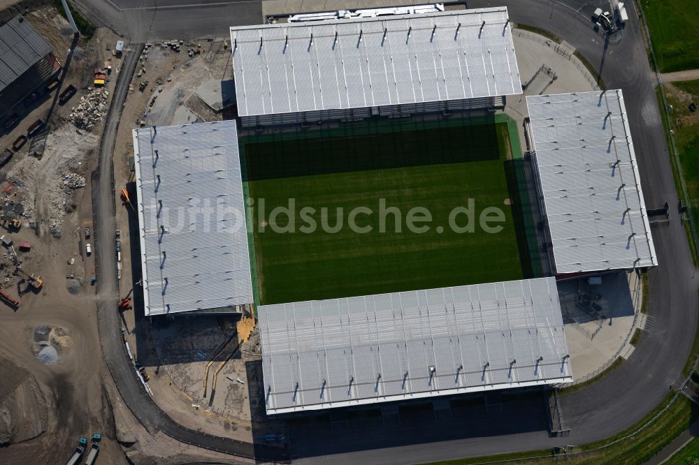 Luftbild Essen - Umbau des Areales am Georg-Melches-Stadion vom Fußballclub Rot-Weiss Essen in der Stadt Essen, Nordrhein-Westfalen