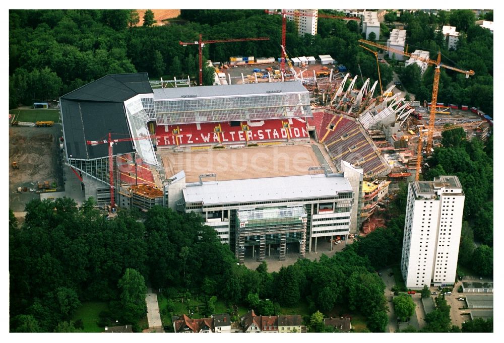 Kaiserslautern von oben - Umbau der Arena des Stadion Fritz-Walter-Stadion in Kaiserslautern im Bundesland Rheinland-Pfalz, Deutschland