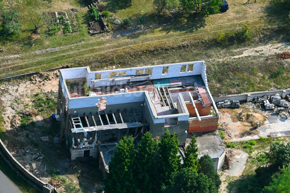 Luftaufnahme Groß Wasserburg - Umbau und Ausbau des Altbau- Gebäude in Groß Wasserburg im Bundesland Brandenburg, Deutschland