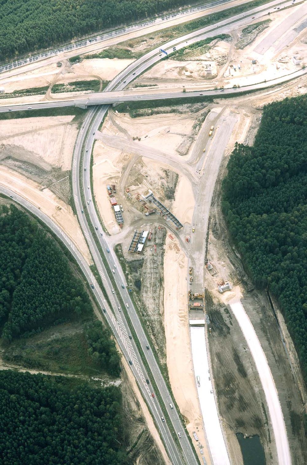 Luftbild Zernsdorf / Brandenburg - Umbau des Autobahndreieck Spreeaue bei Zernsdorf in Brandenburg.