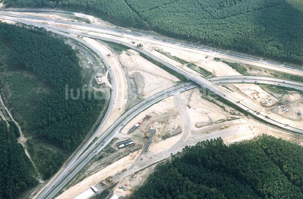 Luftaufnahme Zernsdorf / Brandenburg - Umbau des Autobahndreieck Spreeaue bei Zernsdorf in Brandenburg.