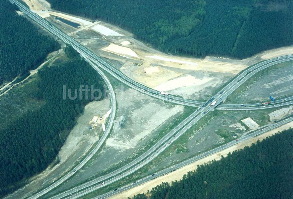 Brandenburg aus der Vogelperspektive: Umbau des Autobahndreieckes Spreeau am südöstlichem Berliner Ring.