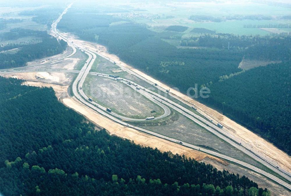 Luftaufnahme Brandenburg - Umbau des Autobahndreieckes Spreeau am südöstlichem Berliner Ring.